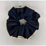 (01) Navy Satin Scrunchie with Champagne Glitter Piping