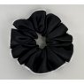 (08) Black Satin Scrunchie with Silver Glitter Piping