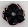 (08) Black Satin Scrunchie with Rose Gold Glitter Piping
