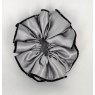 (10) Mid Grey Satin Scrunchie Edged with Black Crystals