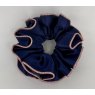 (61) French Navy Satin Scrunchie with Rose Gold Glitter Piping