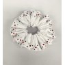 "BLING" (33) Bright White Scrunchie with Red, Emerald Green & Clear Crystals