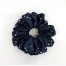 "BLING" (01) Navy Scrunchie with Clear, Pearl & Navy Crystals