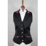 Equi-Jewel by Emily Galtry Equi-Jewel Competition Waistcoat - Grey 100% Wool Barathea with Burgundy Paisley (53) Trim and Dusky Pink (20) Piping