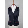 Equi-Jewel Competition Waistcoat - Navy 100% Wool Barathea with Burgundy (18) Trim and White (32) Piping