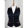 Equi-Jewel Competition Waistcoat - Navy 100% Wool Barathea with Brown Navy Paisley (36) Trim and Navy (01) Piping