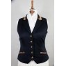 Equi-Jewel by Emily Galtry Equi-Jewel Competition Waistcoat - Navy 100% Wool Barathea with Brown Navy Paisley (36) Trim and Navy (01) Piping