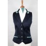 Equi-Jewel by Emily Galtry Equi-Jewel Competition Waistcoat - Navy 100% Wool Barathea with Teal (58) Trim and White (32) Piping