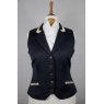 Equi-Jewel Competition Waistcoat - Navy 100% Wool Barathea with Gold (25) Trim and Dark Gold (30) Piping