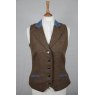 Equi-Jewel Tweed Waistcoat - CHE271 Tweed with Faux Suede Denim (3) Full Collar and Trim