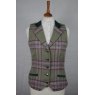 Ex-Demo Equi-Jewel by Emily Tweed Waistcoat - Cairngorm Meadow Tweed with Faux Suede Bottle Green Full Collar and Trim - UK SIze 8