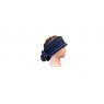 Head Band - Navy Wool Blend, Navy Fleece & Rose Gold Glitter Piping